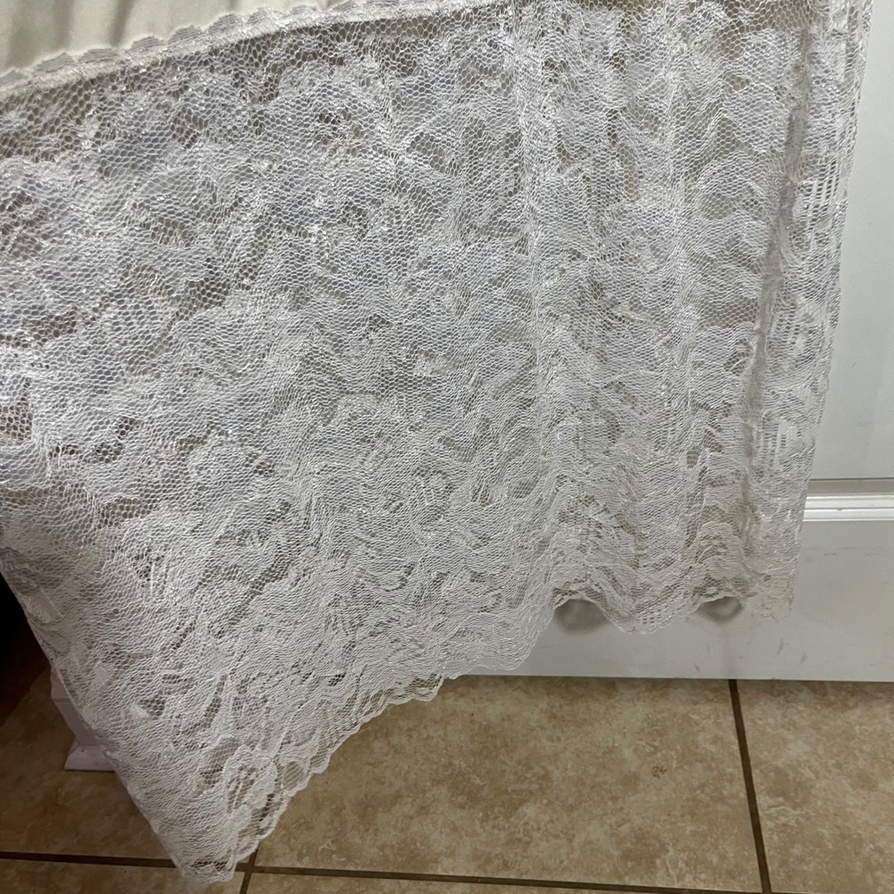 Vintage Ivory Lace Maxi Nightgown Satin Spaghetti Strap Bridal Sleepwear Gown - Picture 3 of 5